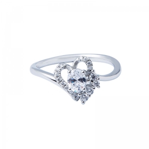 Сердце дизайн серебро кольцо с cz камень