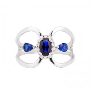 Серебряное кольцо с синим цирконом
