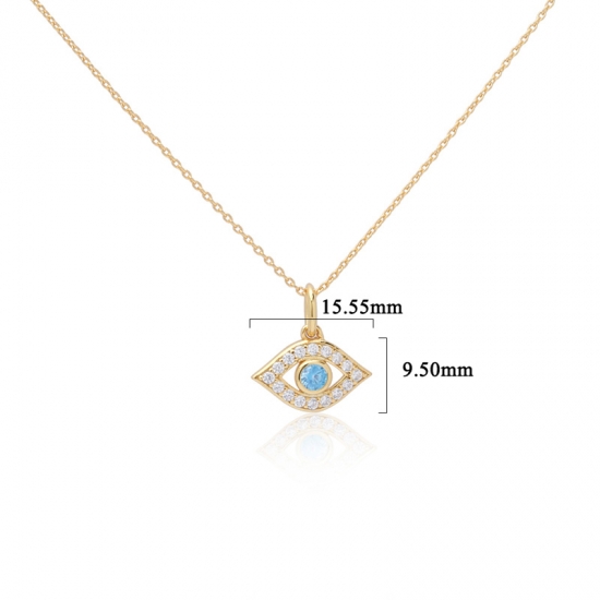 Blue Evil Eye Necklace 18K Gold Plated