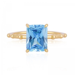 Прямоугольник синего циркона каменное кольцо
