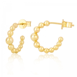 Золотые серьги-кольца из бисера