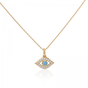 Голубое злое ожерелье для глаз 18k позолоченный