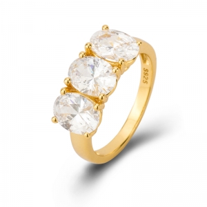 Овальное кольцо с драгоценным камнем, золото, вермейл