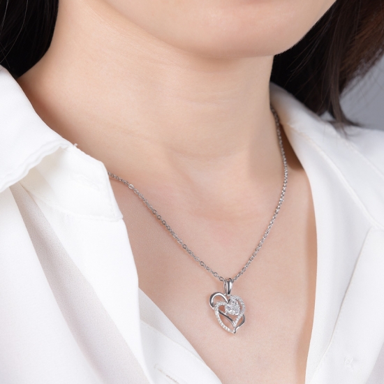 Ожерелье-цепочка с двойным сердечком