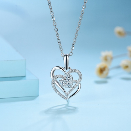 Ожерелье-цепочка с двойным сердечком